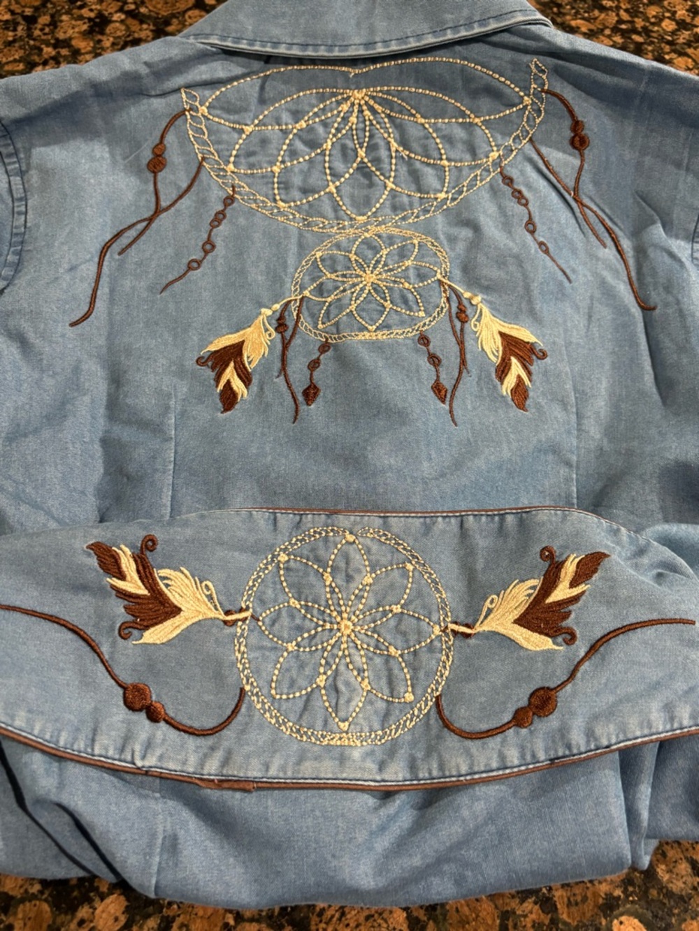 Winster Western Denim Dress Medium Embroidered Dreamcatcher Tie Belt Boho NWT - Picture 8 of 11